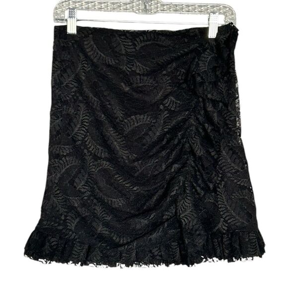 NWT Avec Les Filles Joyce Azria Lace Overlay Mini Skirt Black Size M Made in USA - Picture 3 of 8